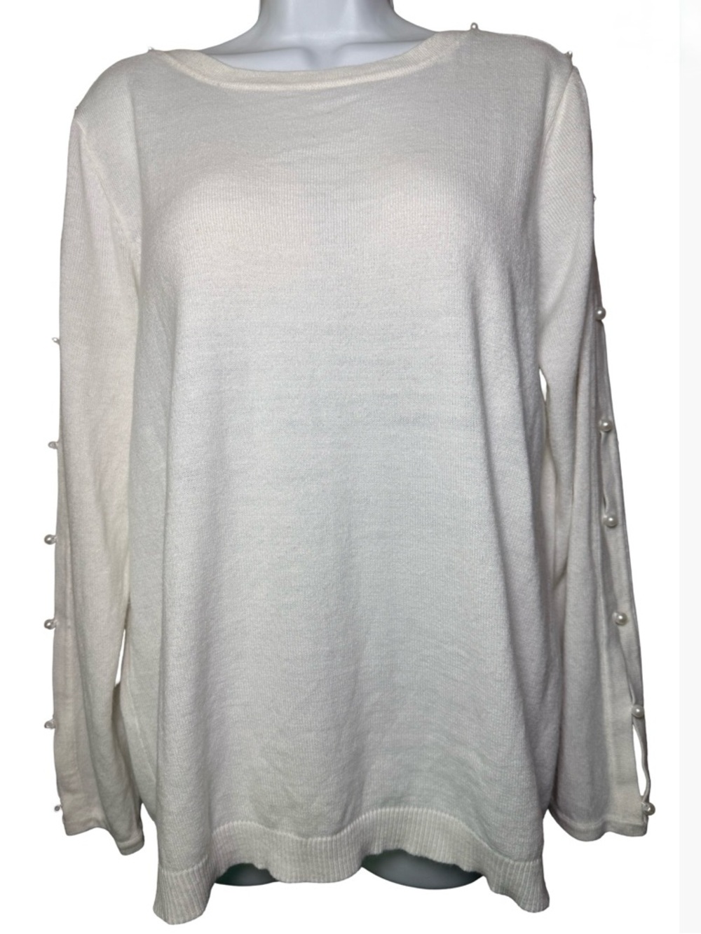 Anthony Richards Pearl Button Split Long Sleeve Boat Neck Sweater Ladies Large